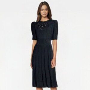 Karin Stevens 60s Vintage Crepe Midi Pleated Dress